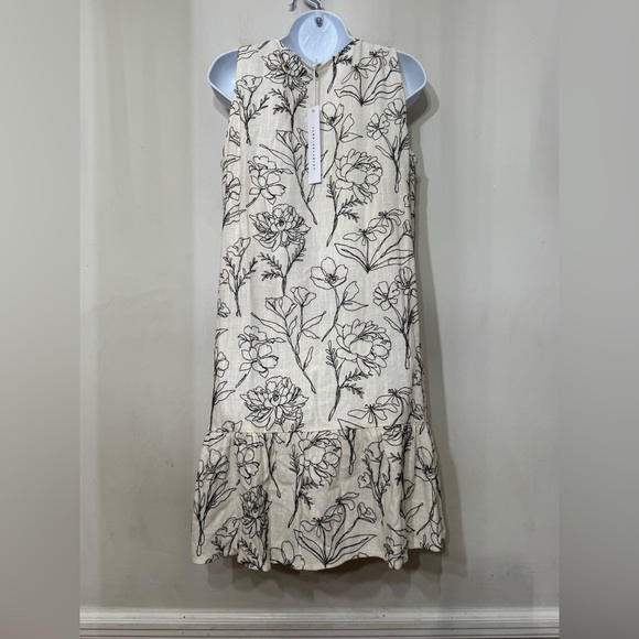 Jane + Delancey Linen Blend Tiered Dress Sleeveless Thin Floral Print NWT Medium - Picture 2 of 7